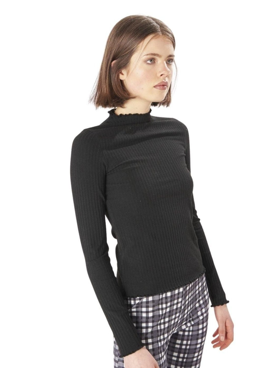 Camiseta básica manga larga 24 Colours Negro - Bicos de Fío