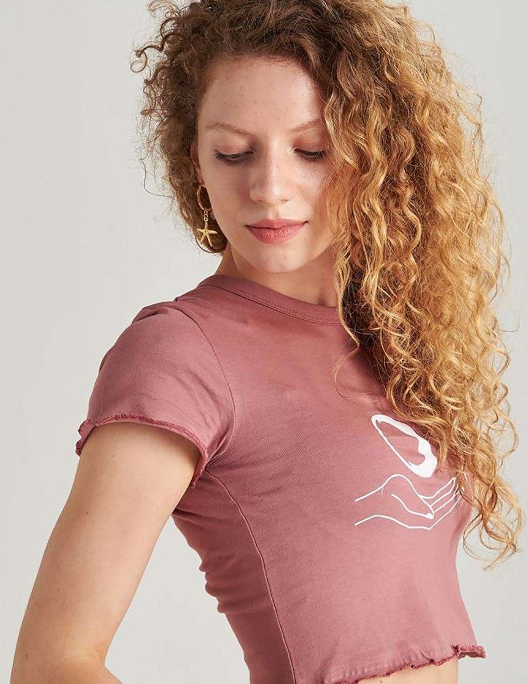 Camiseta corta con estampado 24 Colours Rosa - Bicos de Fío