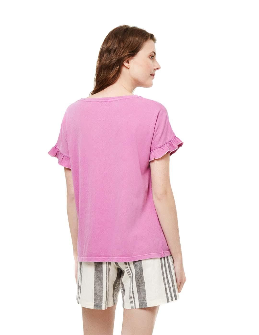Camiseta Surkana Volantes Manga Rosa - Bicos de Fío
