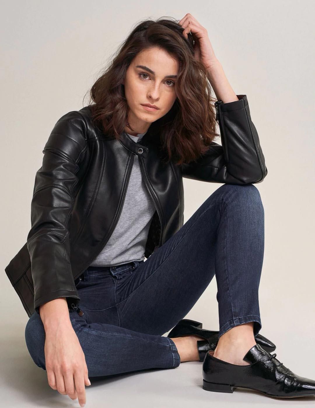 Cazadora Biker Salsa Jeans Negro - Bicos de Fío