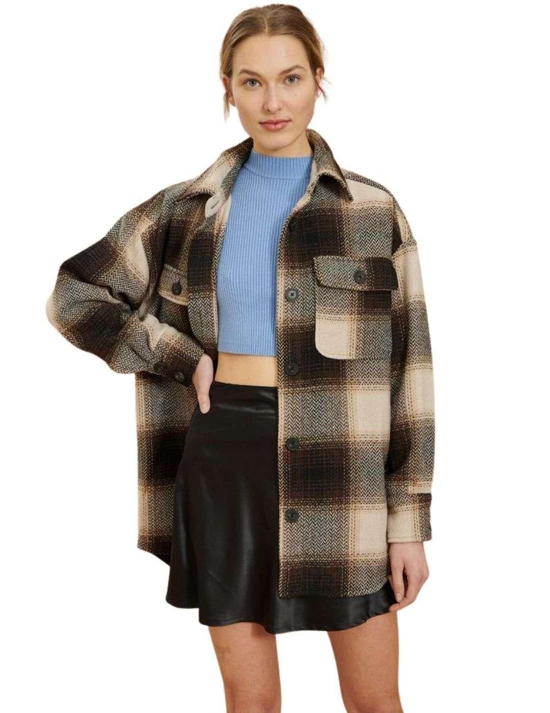 Chaqueta de cuadros 24 Colours Marrón - Bicos de Fío