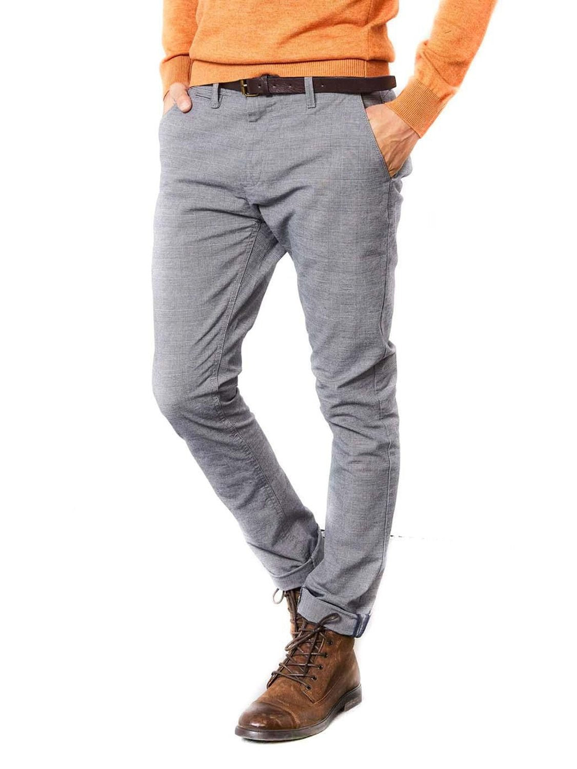 Chino PETROL Cuadros Gris - Bicos de Fío
