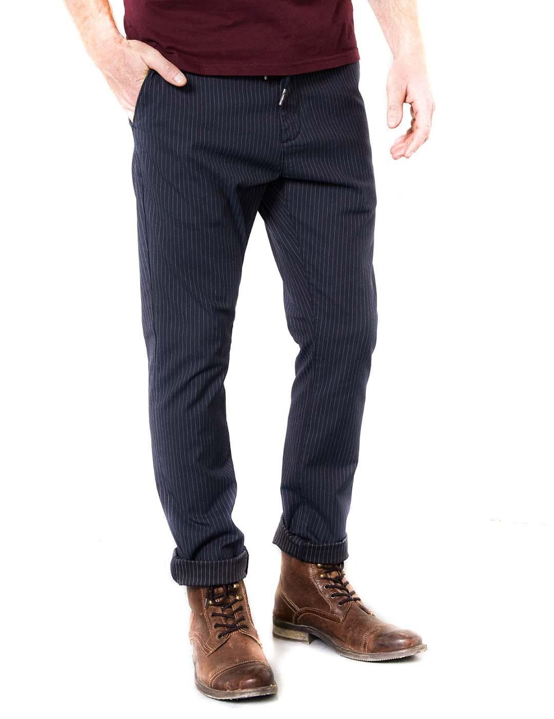 Chino PETROL Striped Azul Marino - Bicos de Fío