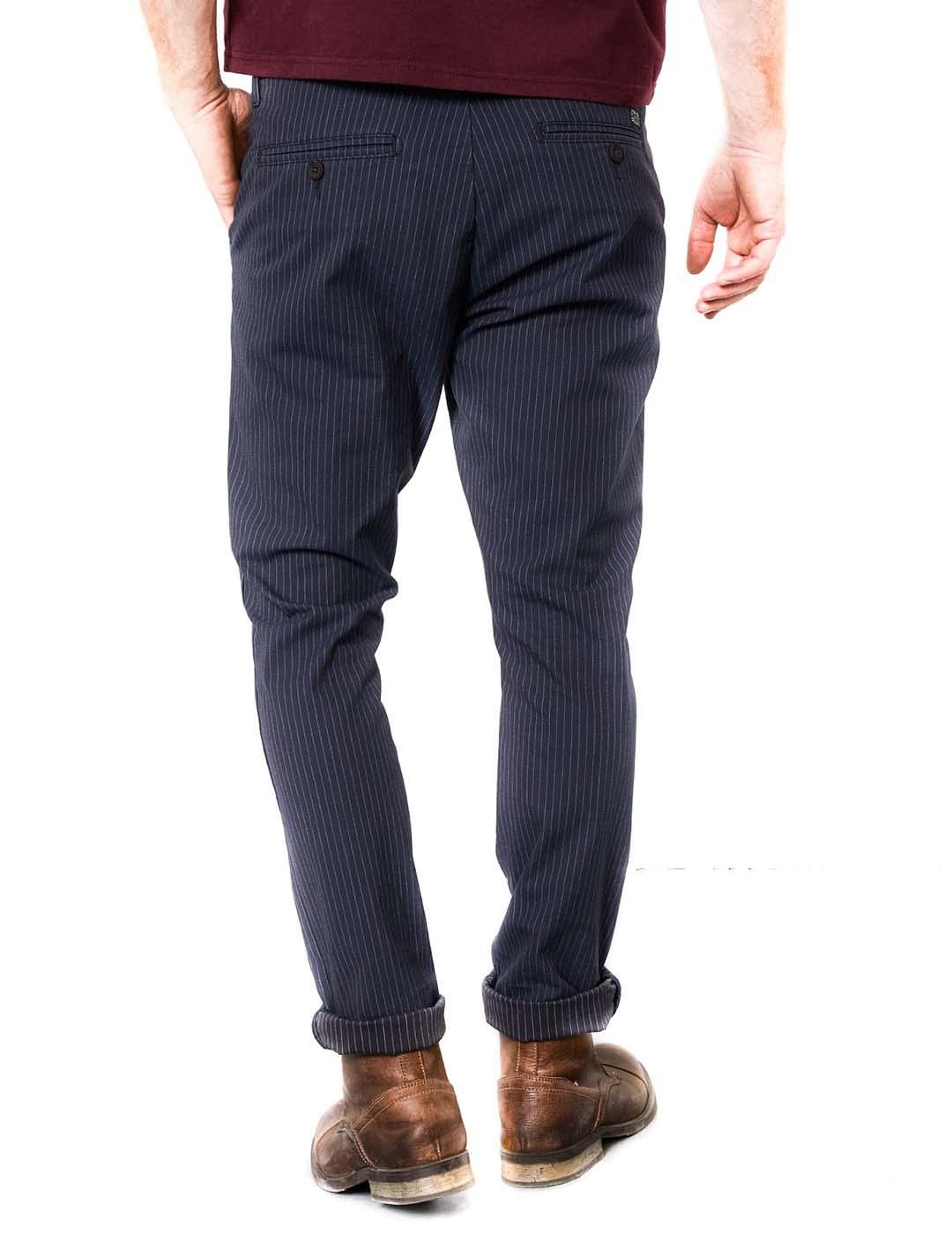 Chino PETROL Striped Azul Marino - Bicos de Fío