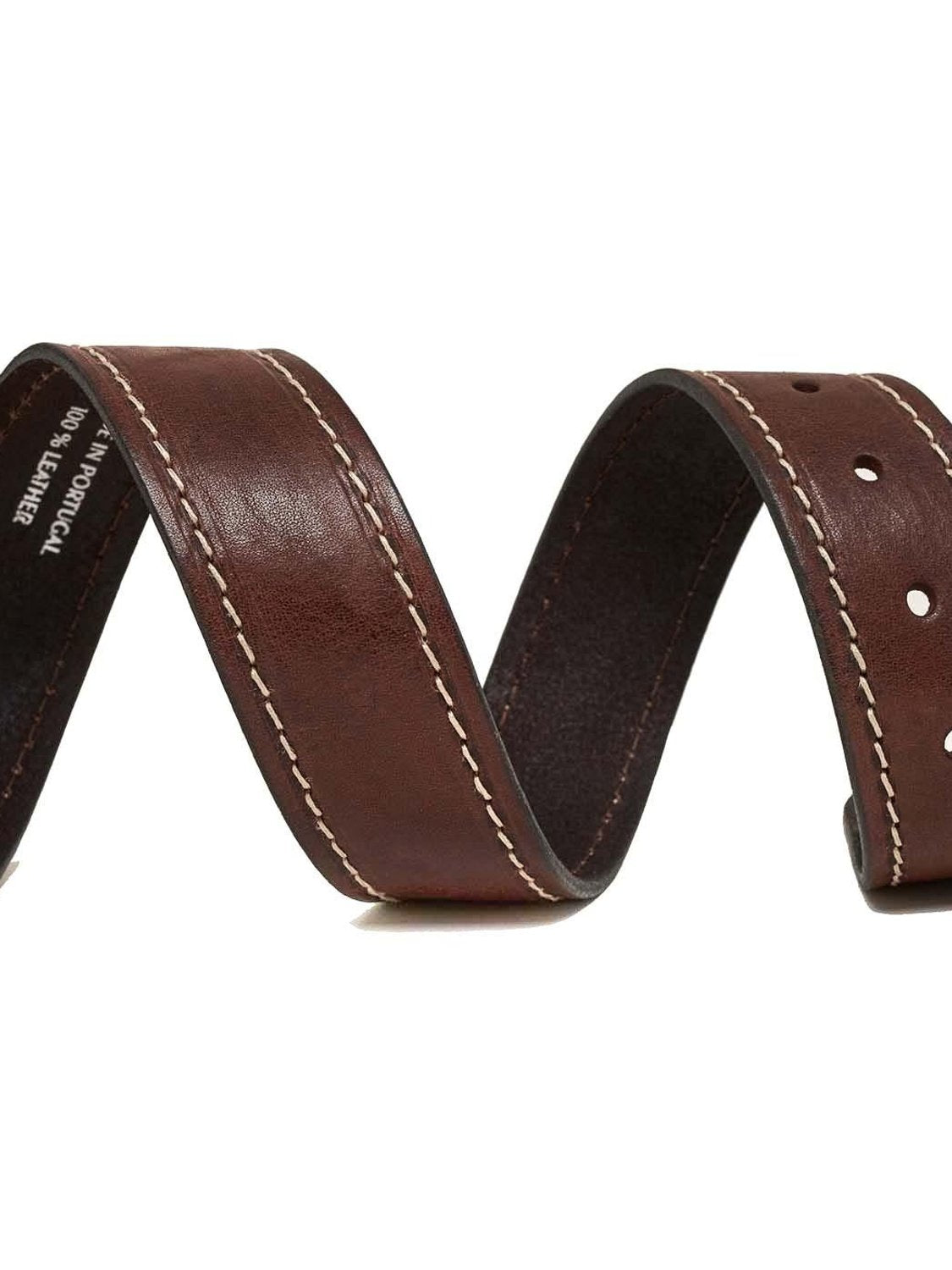 Cinturón de piel con puntadas Salsa Jeans Marrón Oscuro - Bicos de Fío
