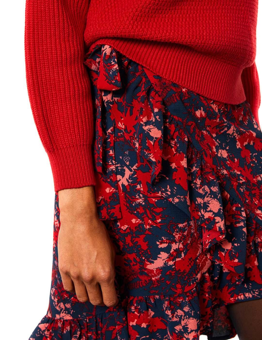Falda PETROL Floral Patterned Roja - Bicos de Fío