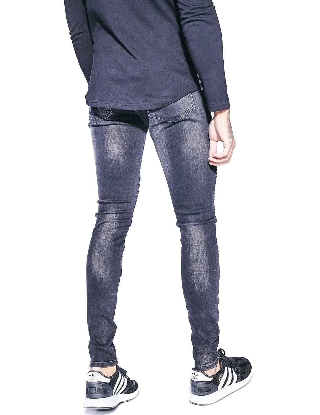 Jeans biker 11 Degrees Skinny Washed Black - Bicos de Fío