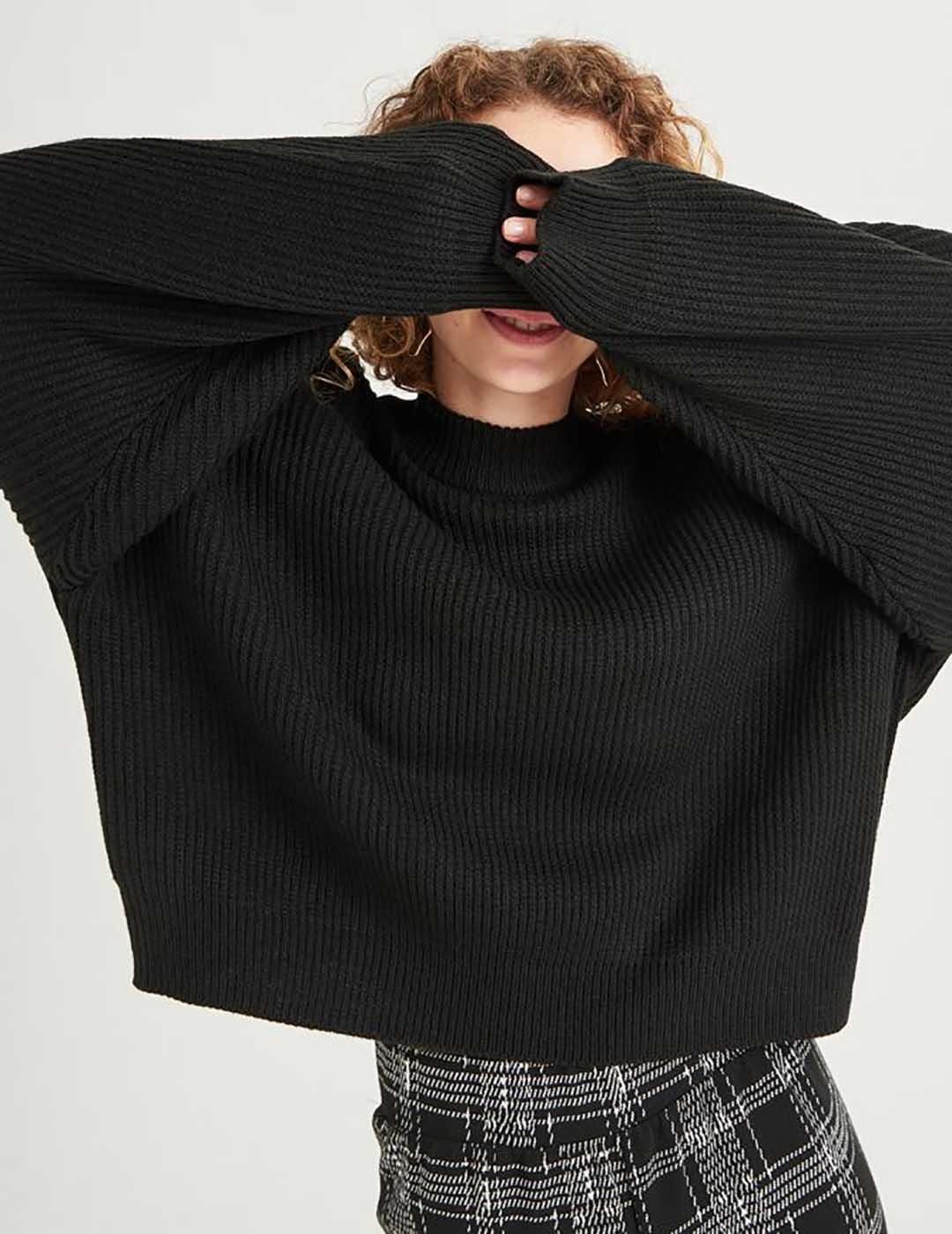 Jersey de punto oversize 24 Colours Negro - Bicos de Fío