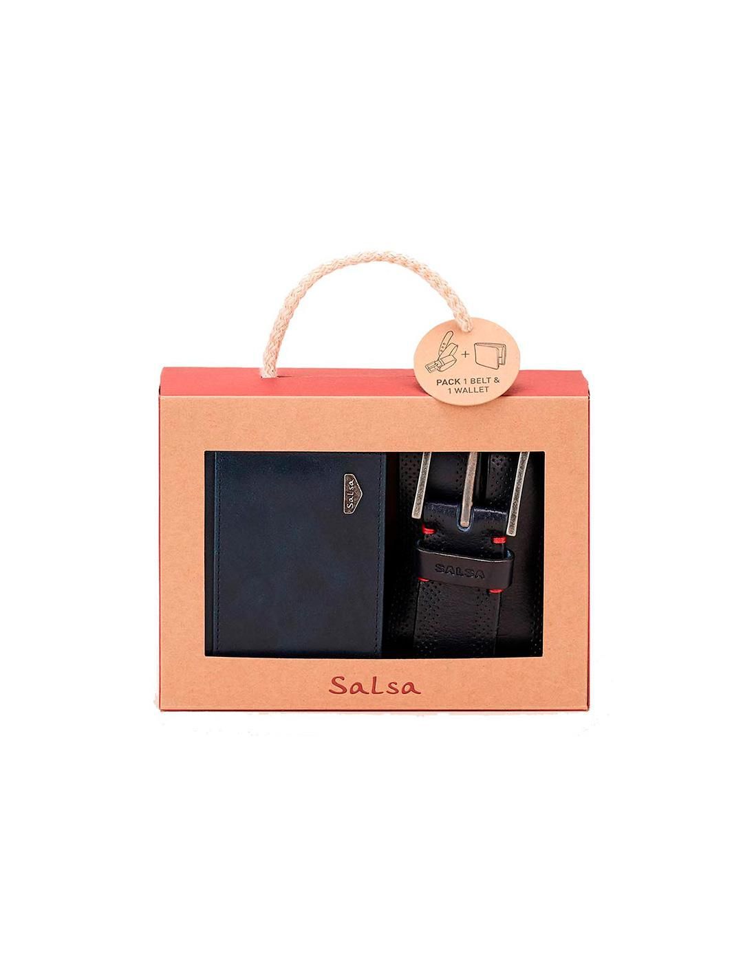 Pack de cinturón y cartera Salsa Jeans Azul - Bicos de Fío