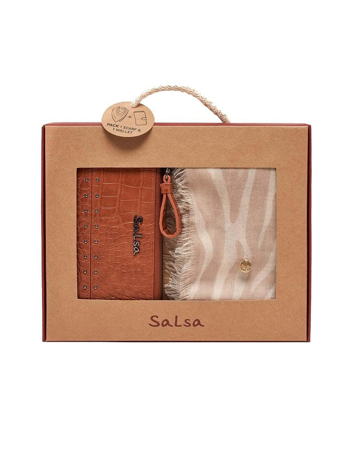 Pack Salsa Jeans Pañuelo Zebra y Monedero Beige - Bicos de Fío