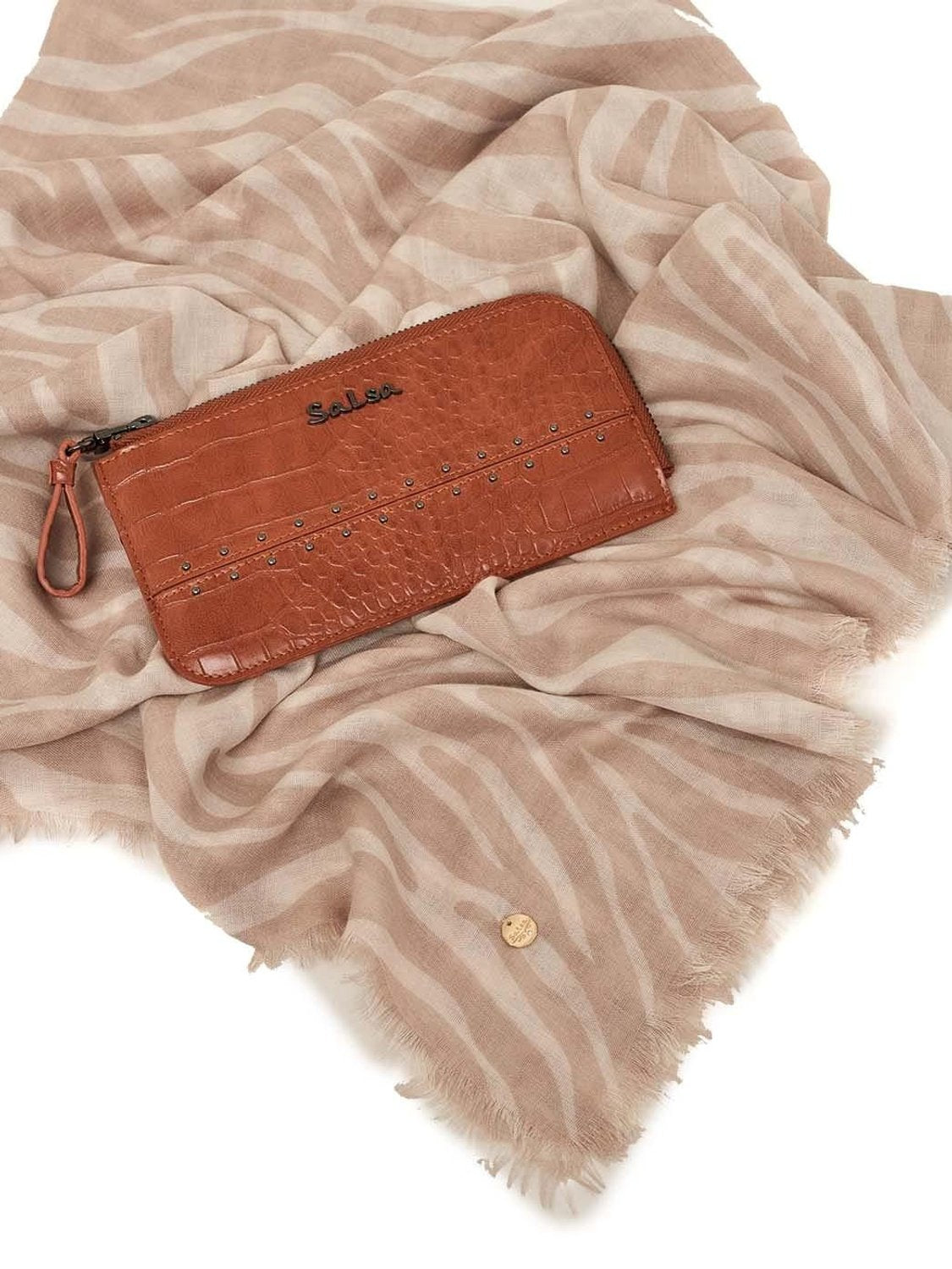 Pack Salsa Jeans Pañuelo Zebra y Monedero Beige - Bicos de Fío