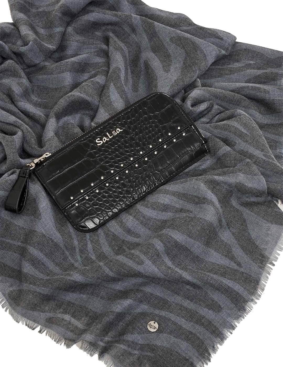 Pack Salsa Jeans Pañuelo Zebra y Monedero Negro - Bicos de Fío