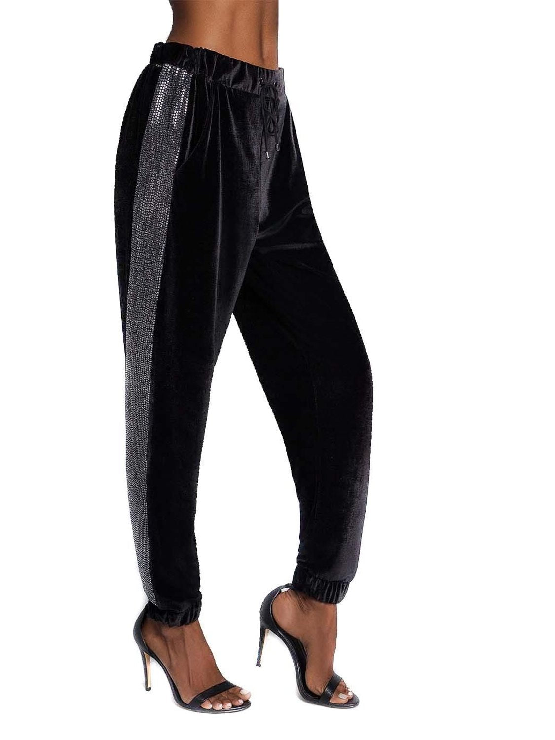 Pantalones Jogger Lez a Lez Tercipelo Negro - Bicos de Fío