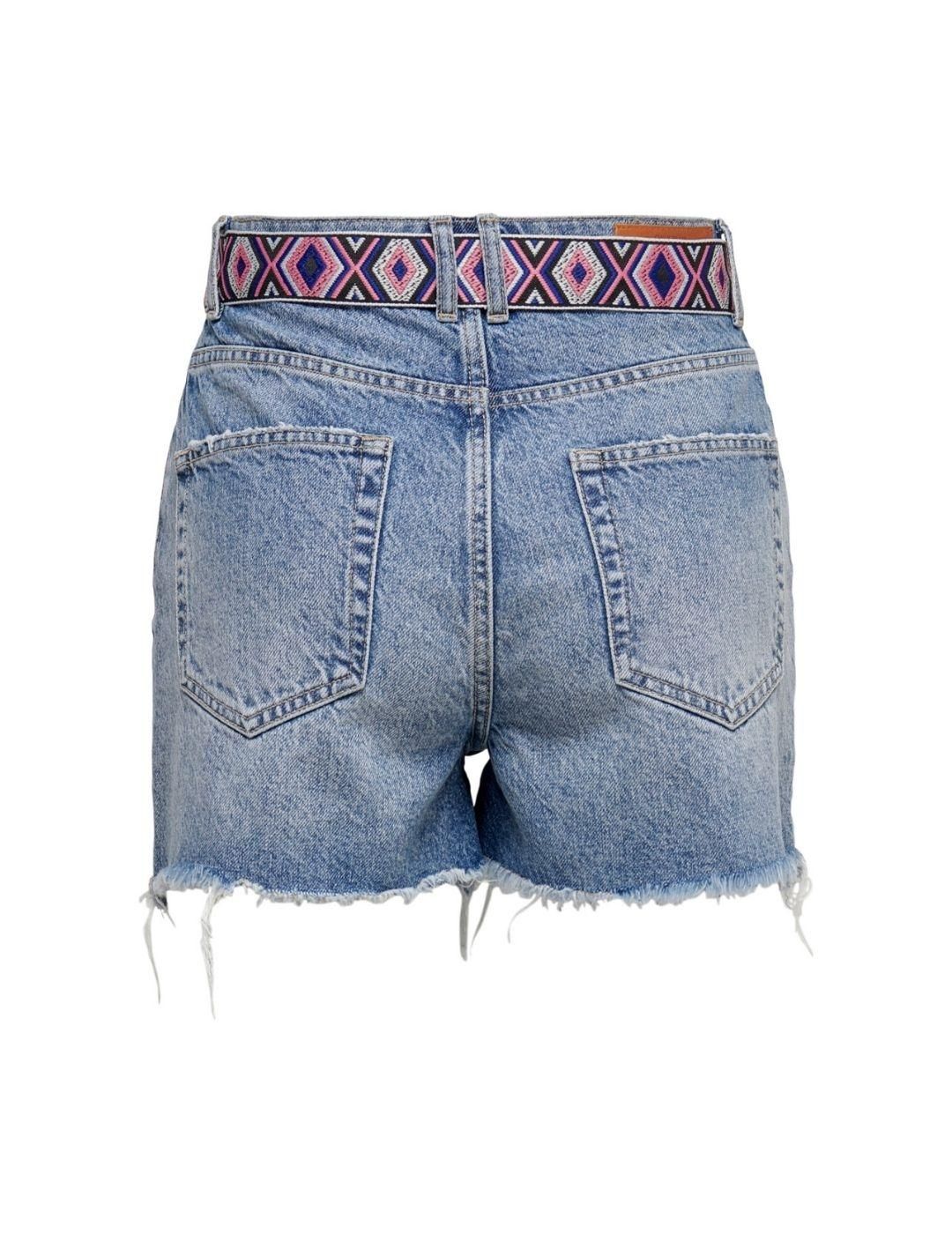 Shorts con cinturón Only Onlrobyn Azul - Bicos de Fío