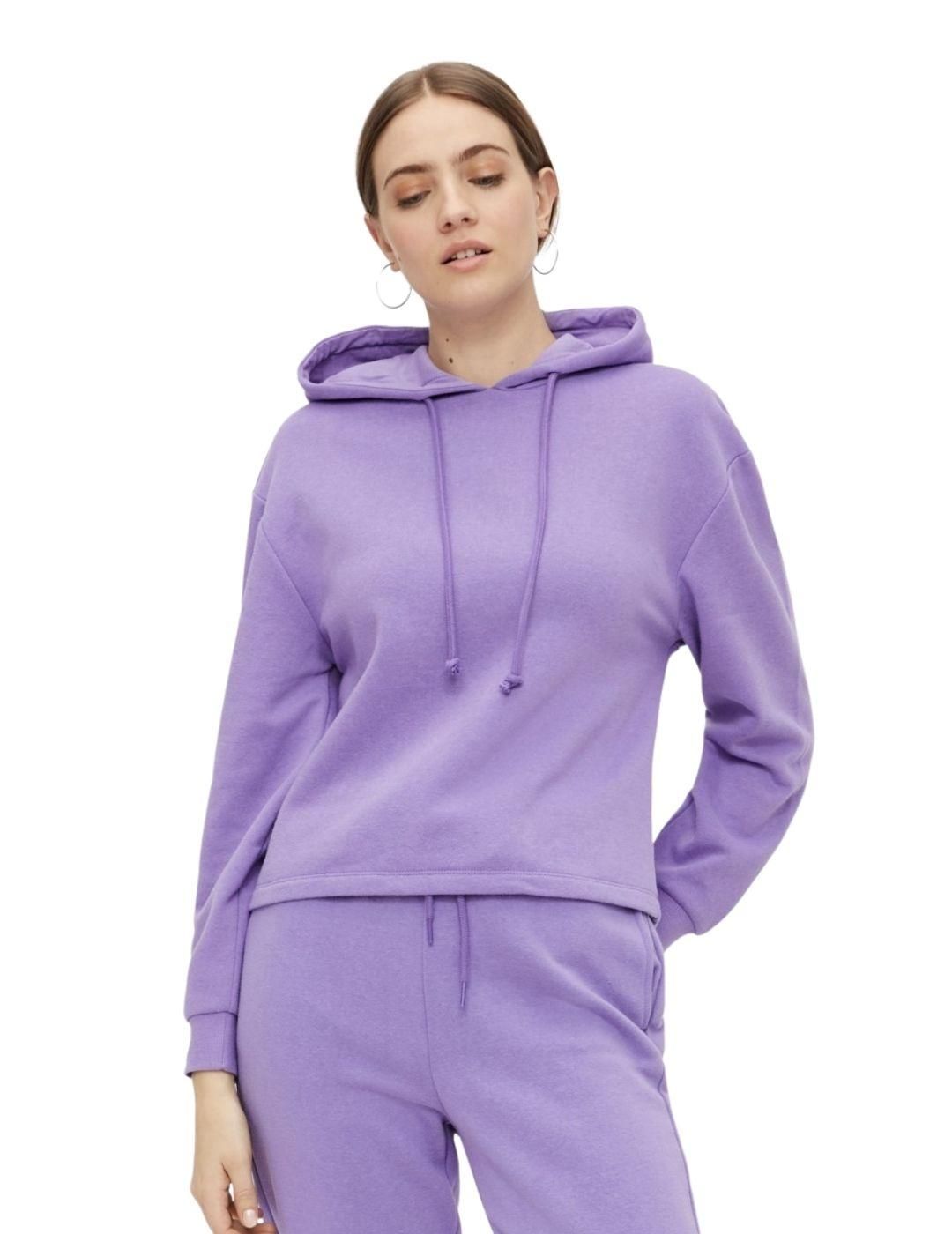 Sudadera Capucha Pieces Pcchilli Noos Lila - Bicos de Fío