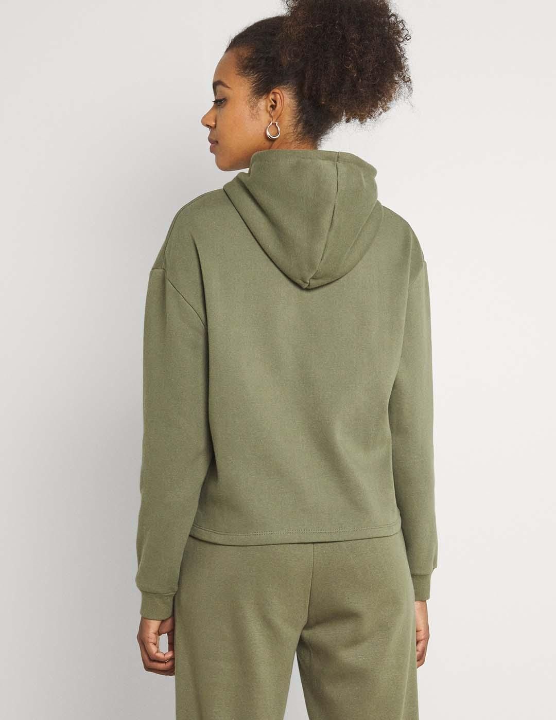 Sudadera capucha Pieces PCChilli Noos Verde Oscuro - Bicos de Fío