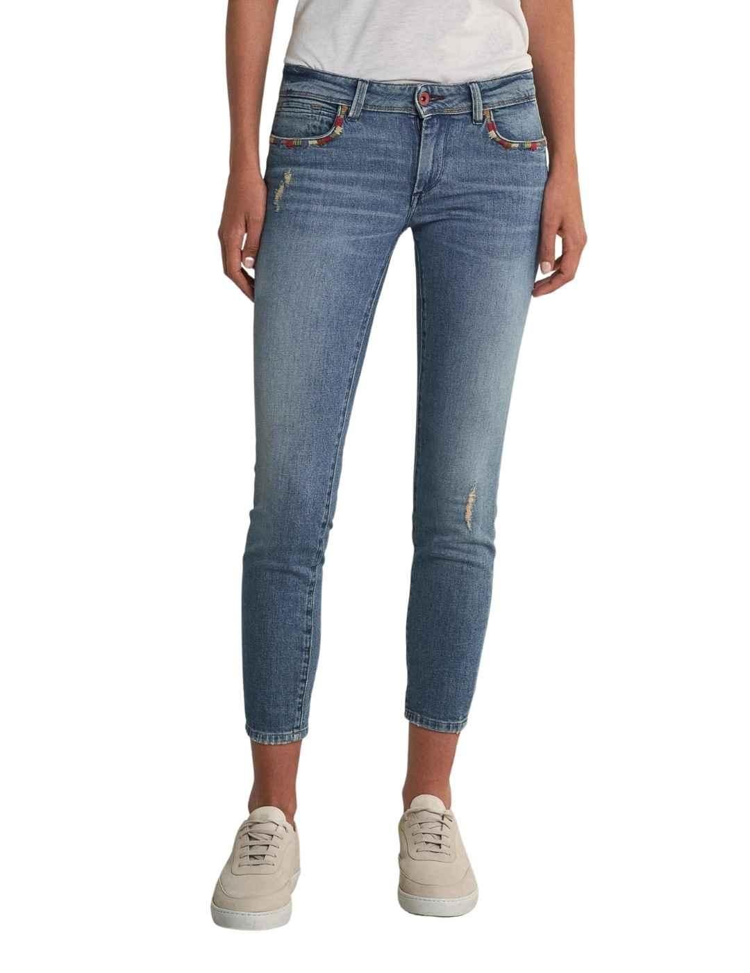 Vaqueros Skinny push-up bordados de mujer