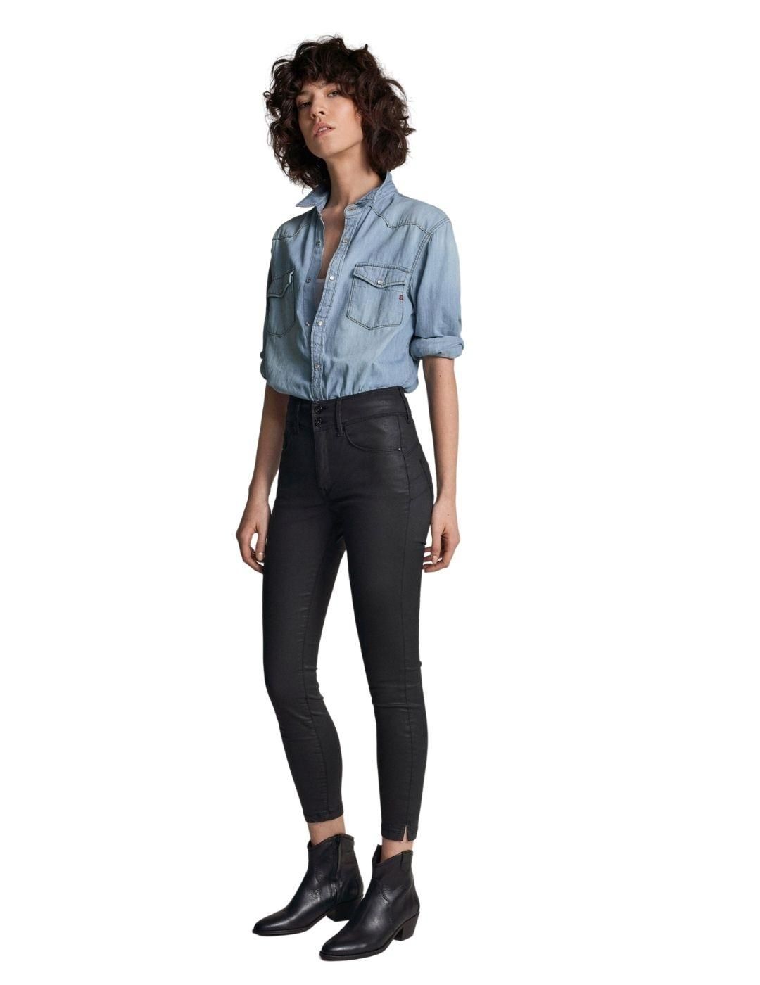 Vaqueros Salsa Jeans Secret  Push In Coating Negro - Bicos de Fío