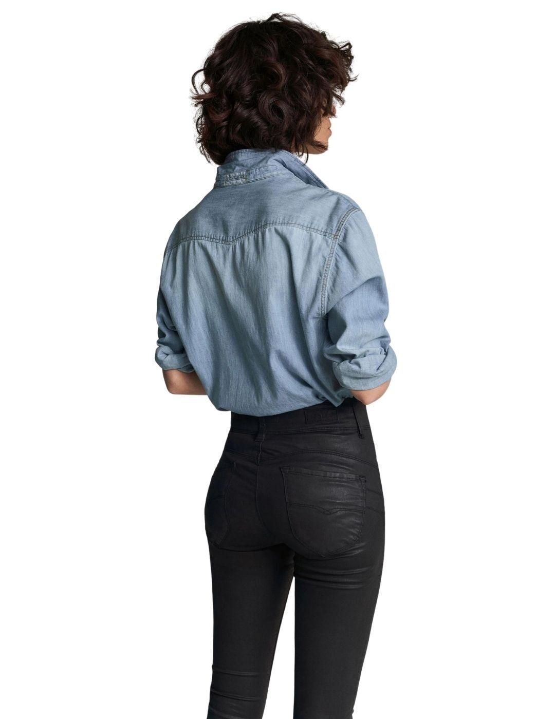 Vaqueros Salsa Jeans Secret  Push In Coating Negro - Bicos de Fío