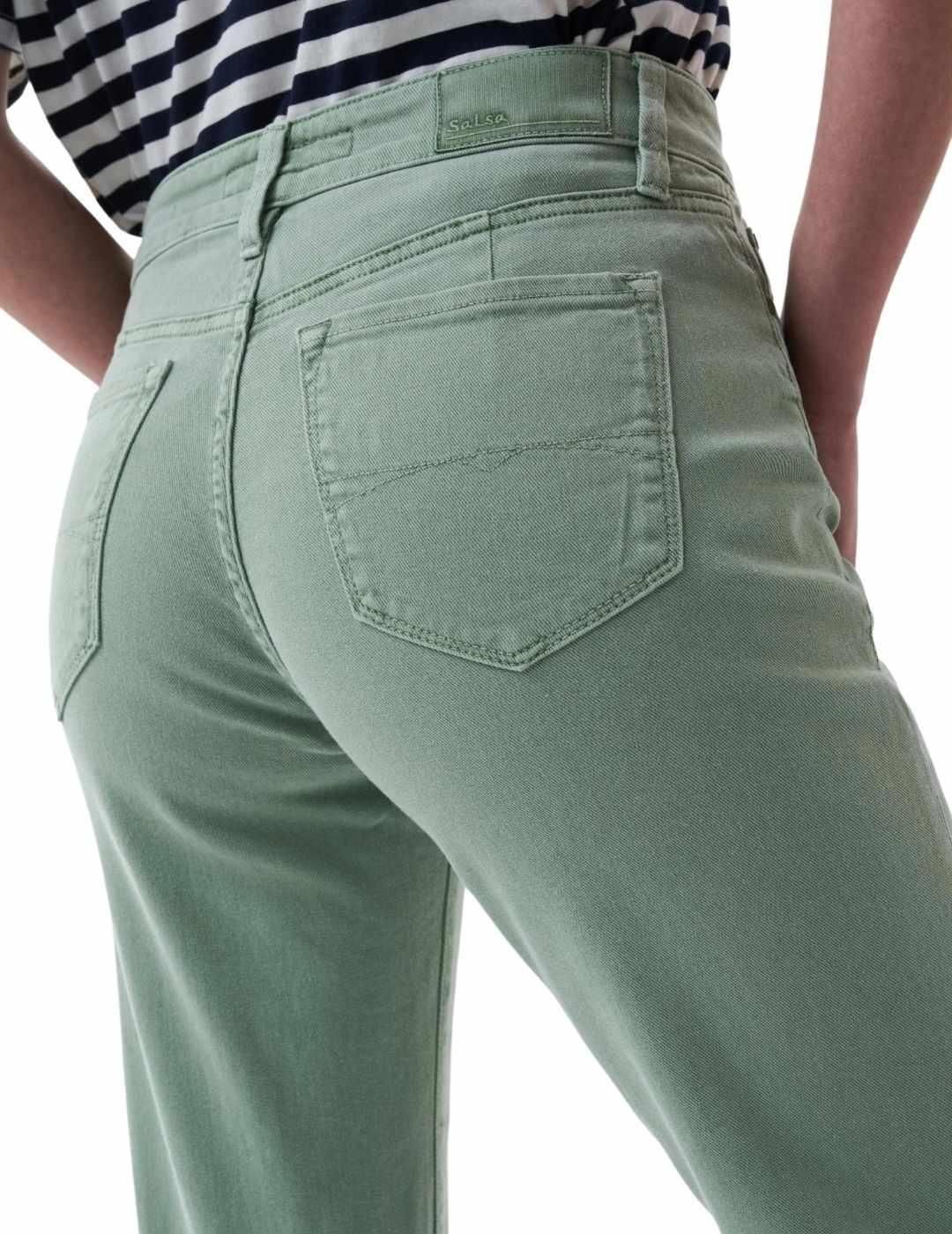 Vaqueros Salsa Jeans True Cropped Slim Verde - Bicos de Fío