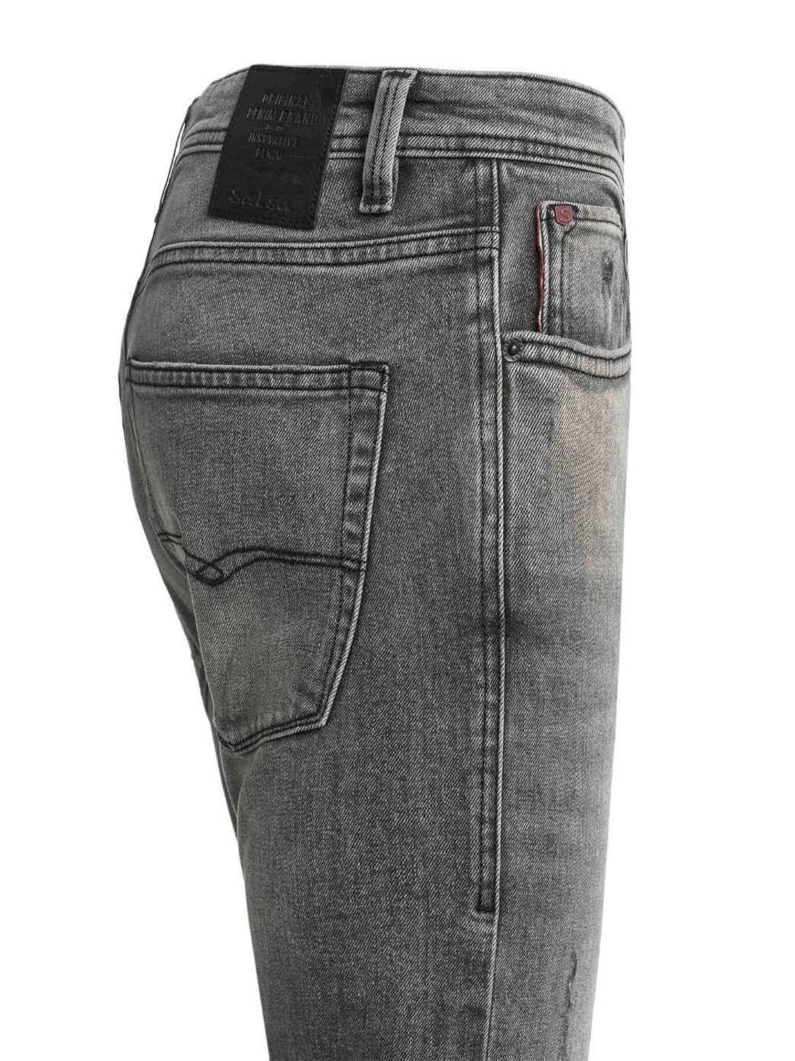 Vaqueros Skinny con rotos Salsa Jeans Gris - Bicos de Fío