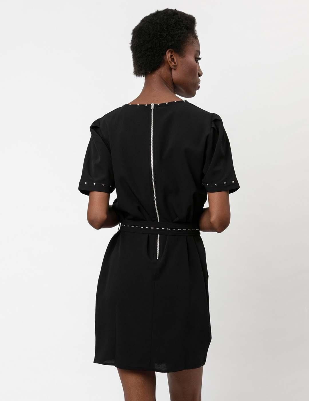 Vestido corto con cinturón Religion Negro - Bicos de Fío