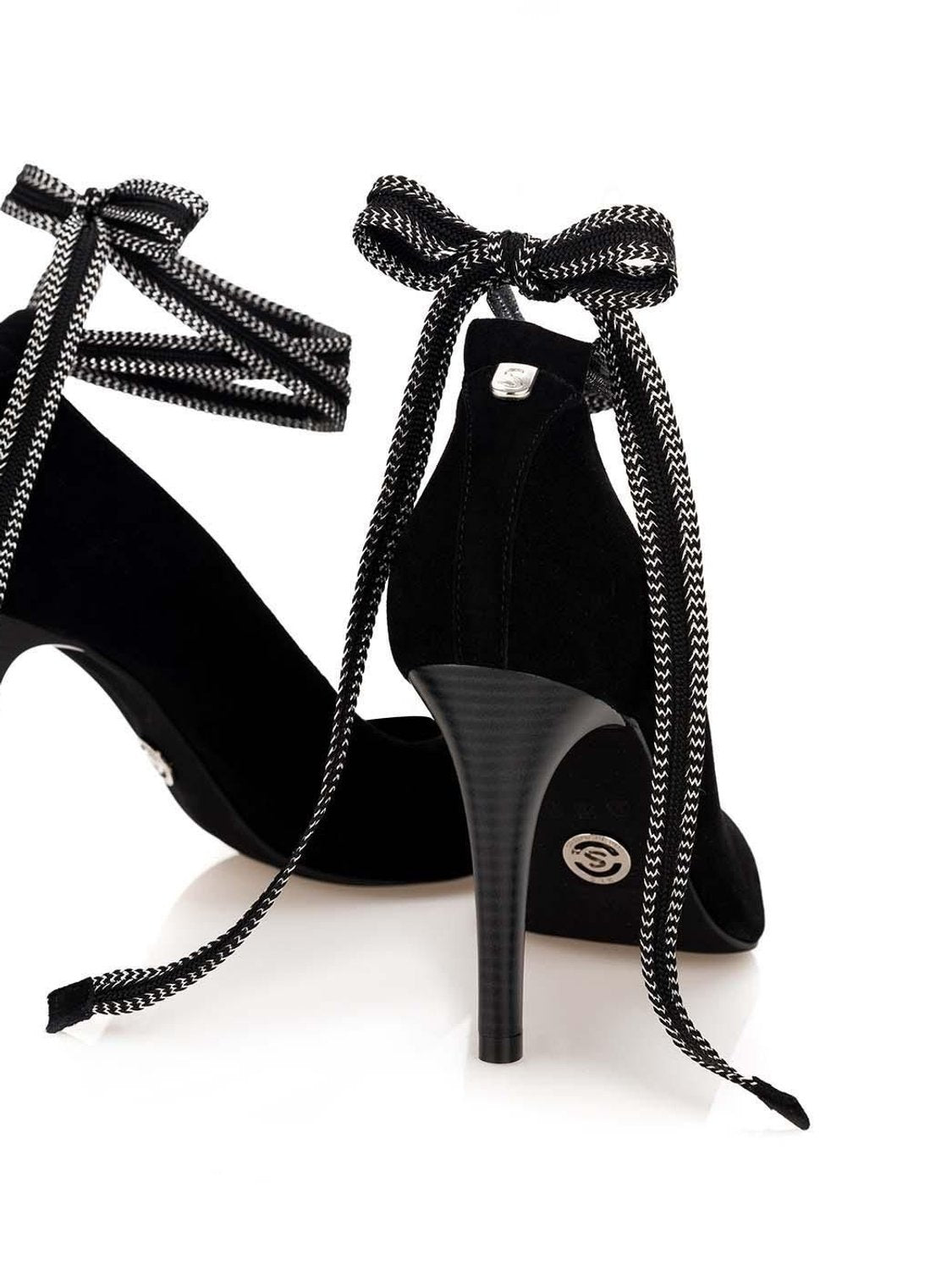 Zapatos Tacón SALSA Lazo Tobillo Negro - Bicos de Fío