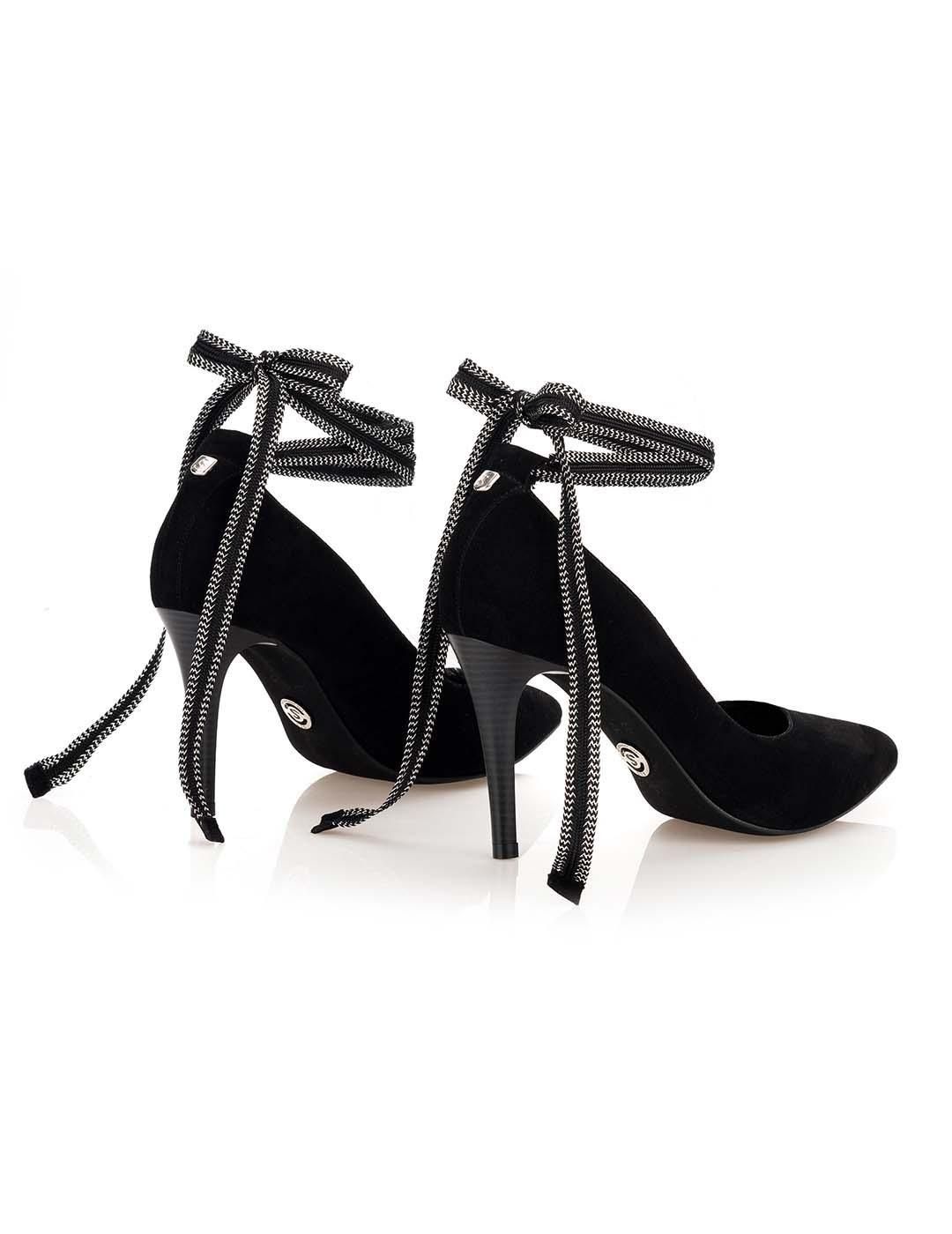 Zapatos Tacón SALSA Lazo Tobillo Negro - Bicos de Fío